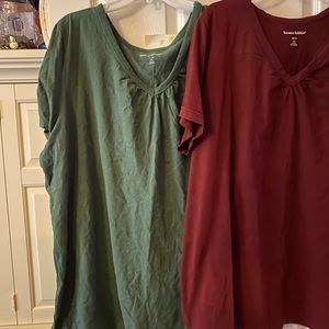 2 Woman within  V neck  shirt sleeve tops